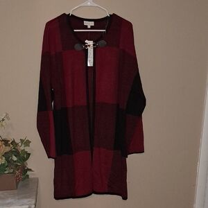 Birchny Red and Black Cardigan